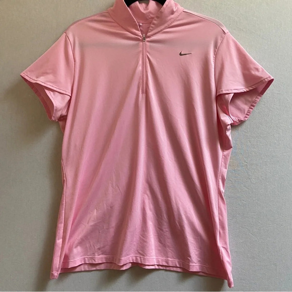 Nike Golf Tour Performance Pink Dri-fit mock neck 1/2 zip short sleeve Sz XL - Picture 1 of 8